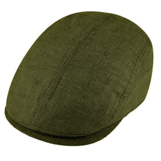 Prato Linen Khaki Flat Cap