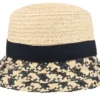 Raffia Paperbraid Mix NaturalBlack Bucket Hat