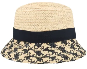 Raffia Paperbraid Mix NaturalBlack Bucket Hat