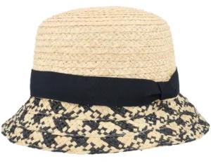 Raffia Paperbraid Mix NaturalBlack Bucket Hat
