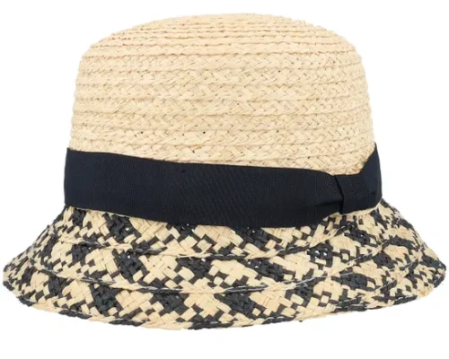 Raffia Paperbraid Mix NaturalBlack Bucket Hat