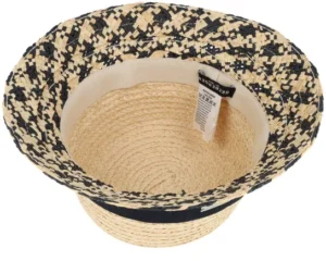 Raffia Paperbraid Mix NaturalBlack Bucket Hat