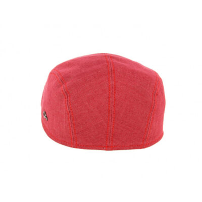 Red Linen Rounded Flat Cap