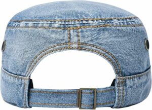 Washed Cotton Cadet Army Cap - Denim Light Blue