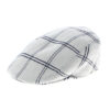 White Cotton Check Flat Cap