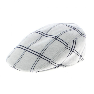 White Cotton Check Flat Cap