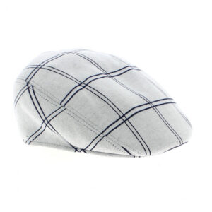 White Cotton Check Flat Cap