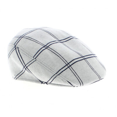 White Cotton Check Flat Cap