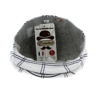 White Cotton Check Flat Cap