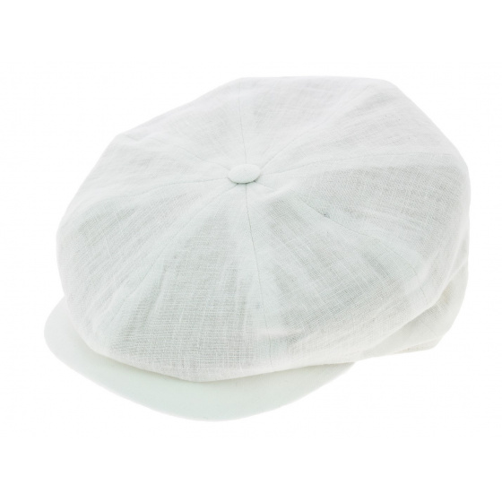 White Linen Irish Newsboy Cap