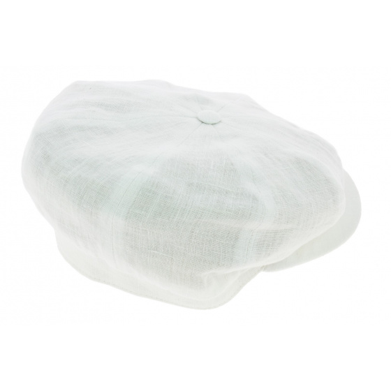 White Linen Irish Newsboy Cap