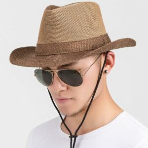 Wide Brim Straw Panama Hat - Brown