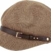 Women Belt Buckle Straw Bakerboy Cap