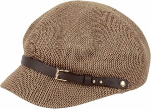 Women Belt Buckle Straw Bakerboy Cap