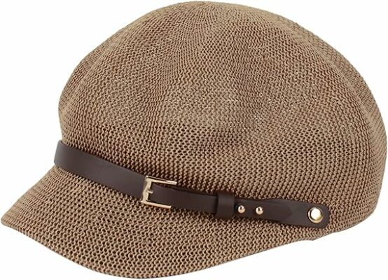 Women Belt Buckle Straw Bakerboy Cap
