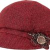 Women Retro Classic Bakerboy Cap with Flower Buckle