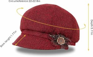 Women Retro Classic Bakerboy Cap with Flower Buckle