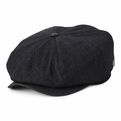 Brood Flannel Baggy Newsboy Cap - Black Denim-Black