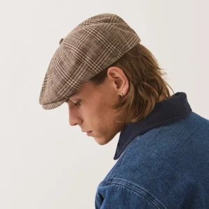 Brood Plaid Newsboy Cap - Brown-Tan-Red