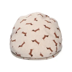 Dachshund Cotton Flat Cap - Beige