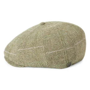 Herringbone Lightweight Newsboy Cap - Green-Sand-Pink