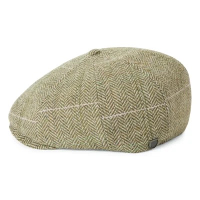 Herringbone Lightweight Newsboy Cap - Green-Sand-Pink