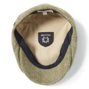 Herringbone Lightweight Newsboy Cap - Green-Sand-Pink