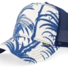 Hft Cap Allover Palm RoyalWhite A-Frame Trucker Cap