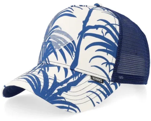 Hft Cap Allover Palm RoyalWhite A-Frame Trucker Cap