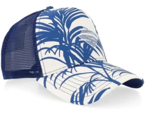 Hft Cap Allover Palm RoyalWhite A-Frame Trucker Cap