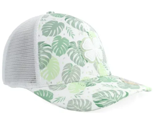 Island Luck White Green Floral Trucker Cap