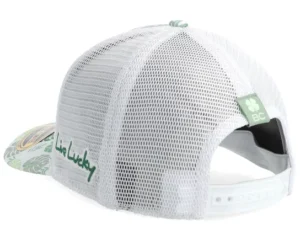 Island Luck White Green Floral Trucker Cap