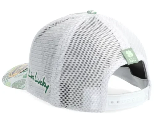 Island Luck White Green Floral Trucker Cap