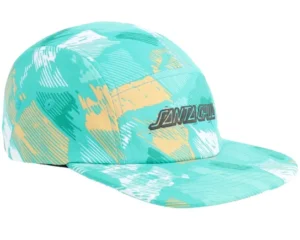 Kids Stamped Strip Camper Teal Woodcut Camo 5-Panel Trucker Cap