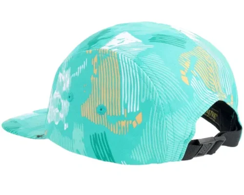 Kids Stamped Strip Camper Teal Woodcut Camo 5-Panel Trucker Cap