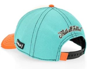 Looney Tunes Whats Up Doc Distressed OrangeWhiteBlue A-frame Trucker Cap