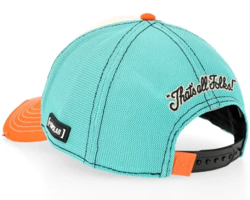 Looney Tunes Whats Up Doc Distressed OrangeWhiteBlue A-frame Trucker Cap