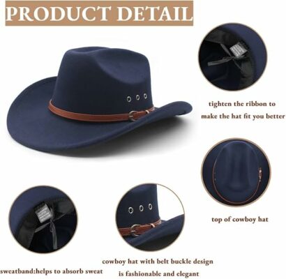 Men Felt Wide Brim Classic Cowboy Hat