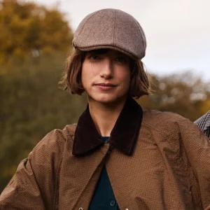 Micro-Herringbone Duckbill Flat Cap - Light Brown