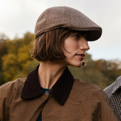 Micro-Herringbone Duckbill Flat Cap - Light Brown