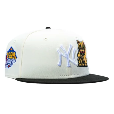 NEW ERA 59FIFTY NEW YORK YANKEES 1999 WORLD SERIES PATCH LUCKY CAT PINK UV HAT