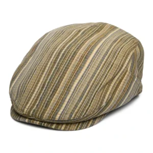 Newry Striped Flat Cap - Tan-Multi