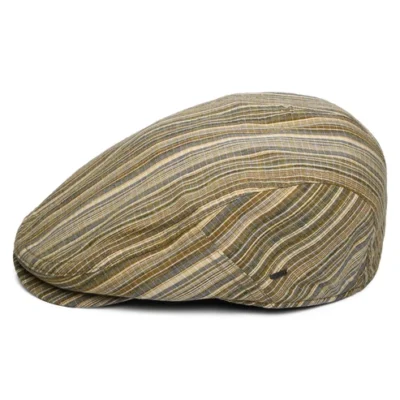 Newry Striped Flat Cap - Tan-Multi