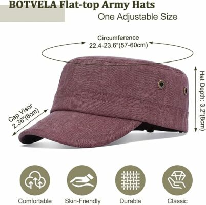 Washed Cotton Fabric Men Army Cap