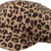 Women Leopard Cow Print 8-Panel Bakerboy Cap