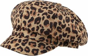 Women Leopard Cow Print 8-Panel Bakerboy Cap