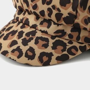 Women Leopard Cow Print 8-Panel Bakerboy Cap