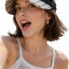 Women Linen Blend Lightweight Bakerboy Cap