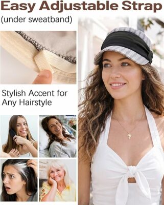 Women Linen Blend Lightweight Bakerboy Cap