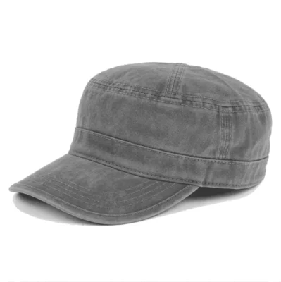 100% Cotton Army Cap in Washed Grey